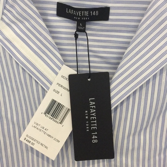 Lafayette 148 Blue Pinstripe Dress - Picture 2 of 9